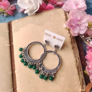 Oxidised Jhumka 31 (Silver Green)