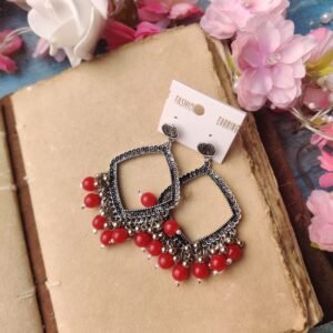 Oxidised Jhumka 44( Silver red)