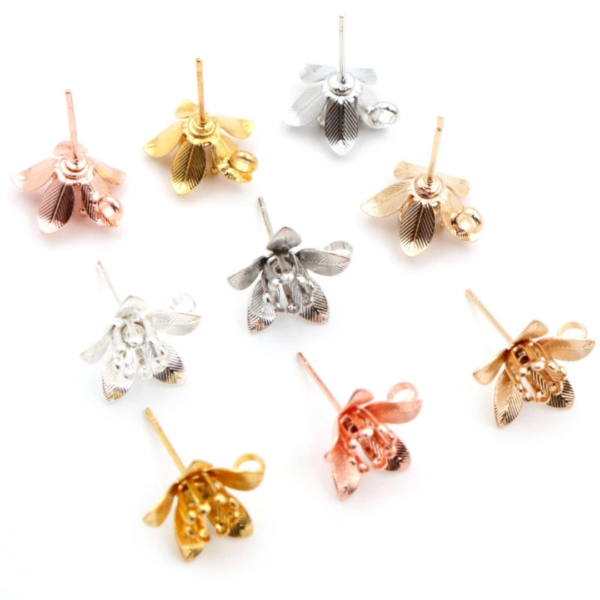Flower earring hook connector