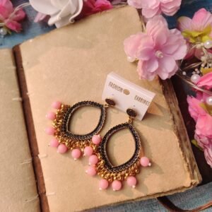 Oxidised Jhumka 61(Golden Pink)